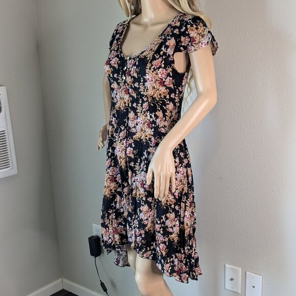 Denim and Supply Ralph Lauren Dress Size 6 Floral Flutter Sleeve Hi-Low hem - Picture 4 of 16